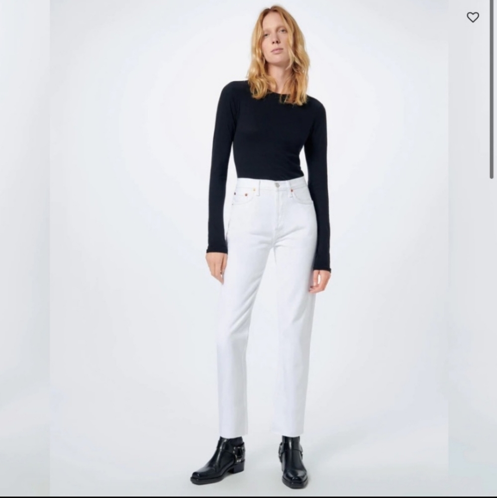 Re/Done Originals High Rise Stove Pipe Jeans White Size 24